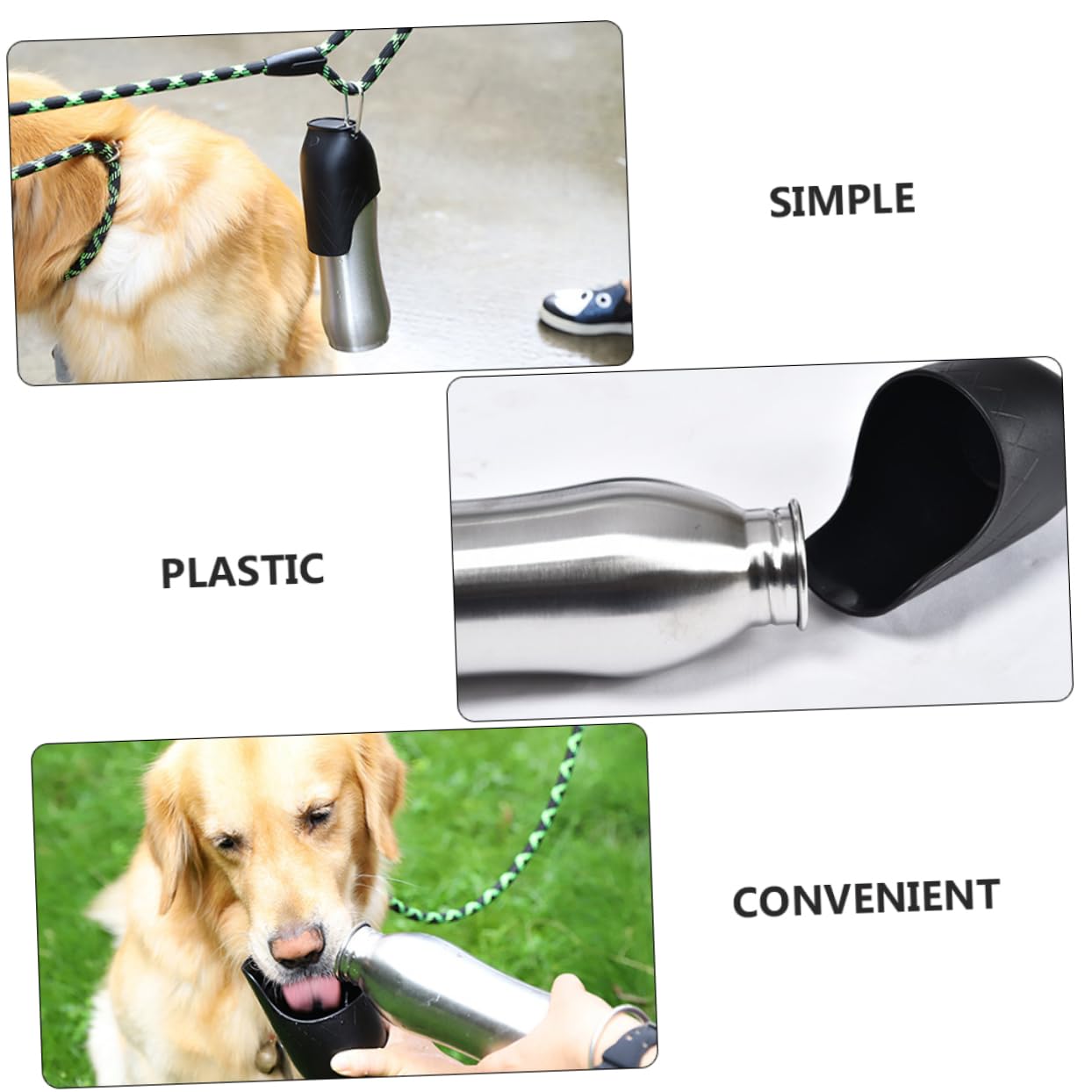 Sosoport Stainless Steel Pet Water Bottle Multifunctional Dog Water Dispenser Durable and Portable Pet Water Feeder for Outdoor Travel Hiking and Daily Use