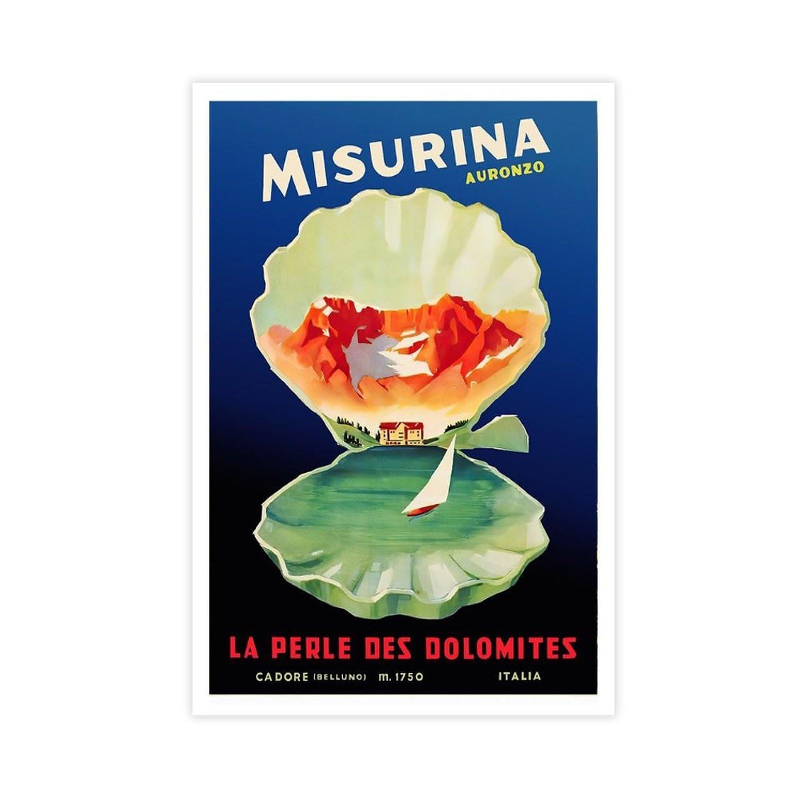 ACFTAIN Poster vintage sur toile avec tasse à mesurer Dolomites Pearl Italie 60 x 90 cm