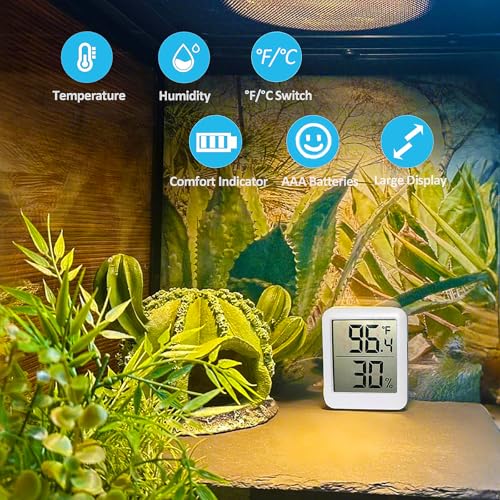 Image of Large Digital Reptile Thermometer and Humidity Gauge, Bearded Dragon Tank Accessories, Hygrometer for Leopard Geckos, Crested Geckos, Hermit Crabs, Ball Pythons