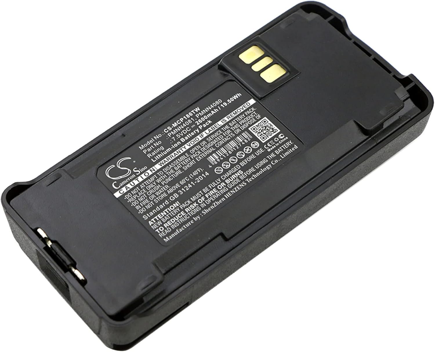 Cameron Sino Battery for Motorola CP1200, CP1300, CP1600, CP1660, CP185, CP476, CP477, EP350 PN:Motorola PMNN4080, PMNN4081, PMNN4081AR, PMNN4081ARC, PMNN4082
