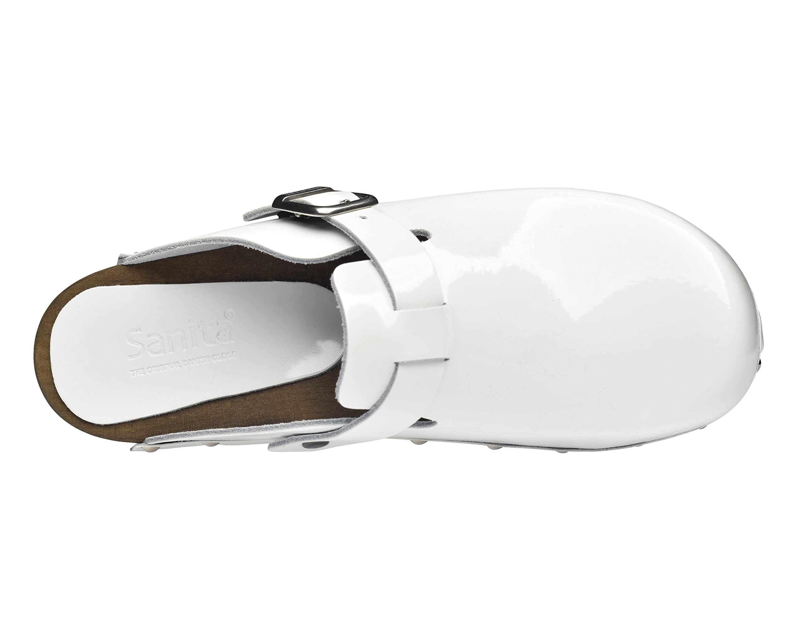 Sanita Krisla | Zoccoli Aperti da Donna | Zoccoli in Pelle con Suola in Legno | Prodotto Originale Fatto Mano | Suola sostenibile | Bianco | 42 EU