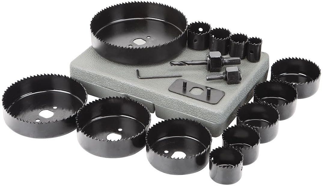 18 piece Warrior Hole Saw Set, 3/4 in, 1 in, 1-1/8 in, 1-1/4 in, 1-1/2 in, 1-3/4 in, 2 in, 2-1/8 in, 2-1/2 in, 3 in, 3-1/2 in, 4 in, 5 in.