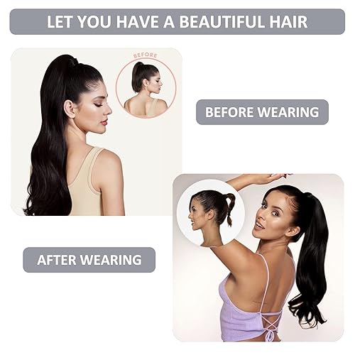 Miniatura 7 de Caliee Extensiones de cabello humano largo y lacio, con clip en la cola de caballo, P1260A, color de piano marrón dorado con rubio platino, 100%