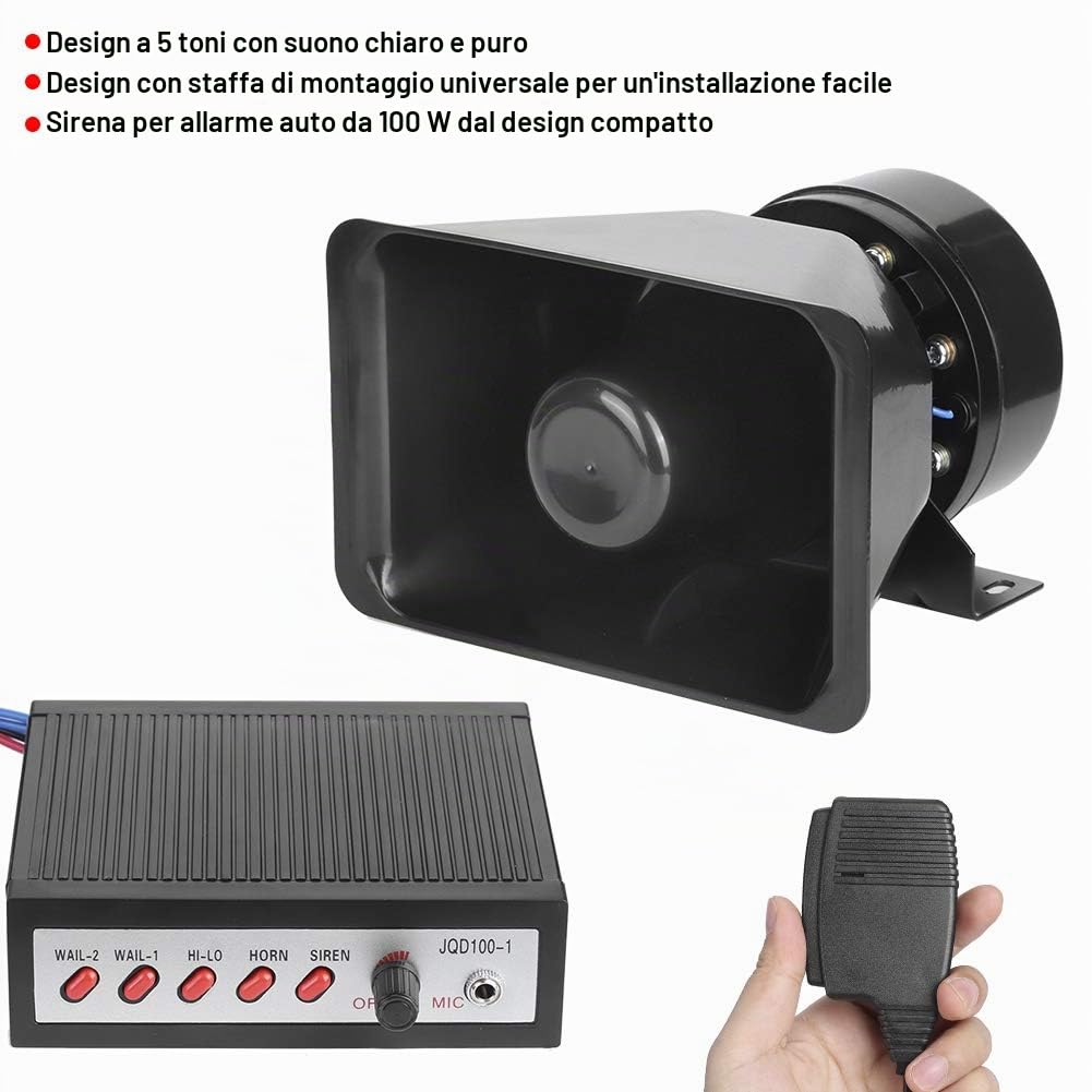 5 toni sirena forte elettronico 12V avvisatore acustico forte sirena altoparlante allarme auto allarme per parti di ricambio per accessori auto, clacson,Driver e altoparl