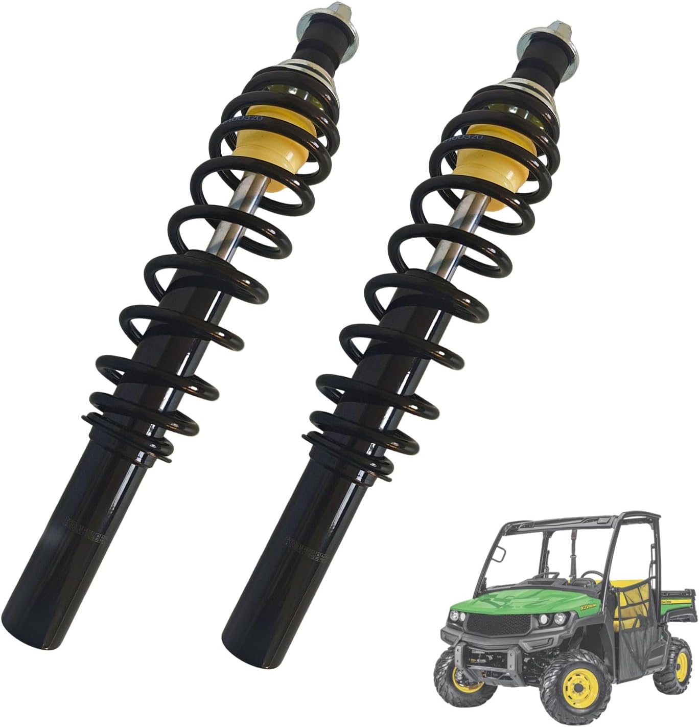AM137957 AM135372 2Pcs Front Shock Strut absorbers Coil-over Spring adjustable.Compatible with JD Gator 4X2 HPX,4X4 HPX,4X4 Trail HPX,HPX615E,HPX815E,XUV620i XUV850D.