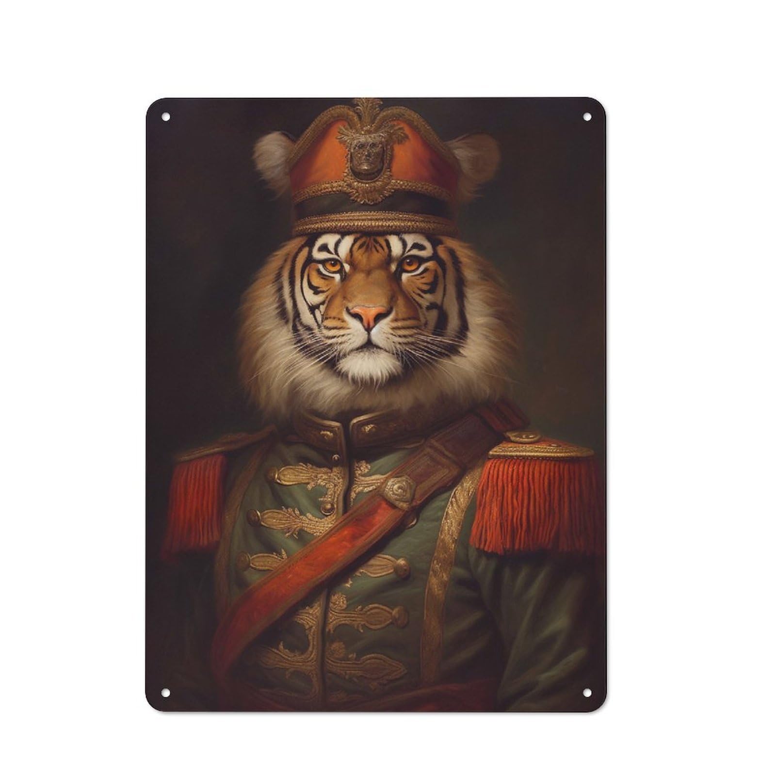 Junmoney Tiger Printed Metal Sign 40X30cm For Living Room Or Hallway, Suited To Hallway Decor Fans