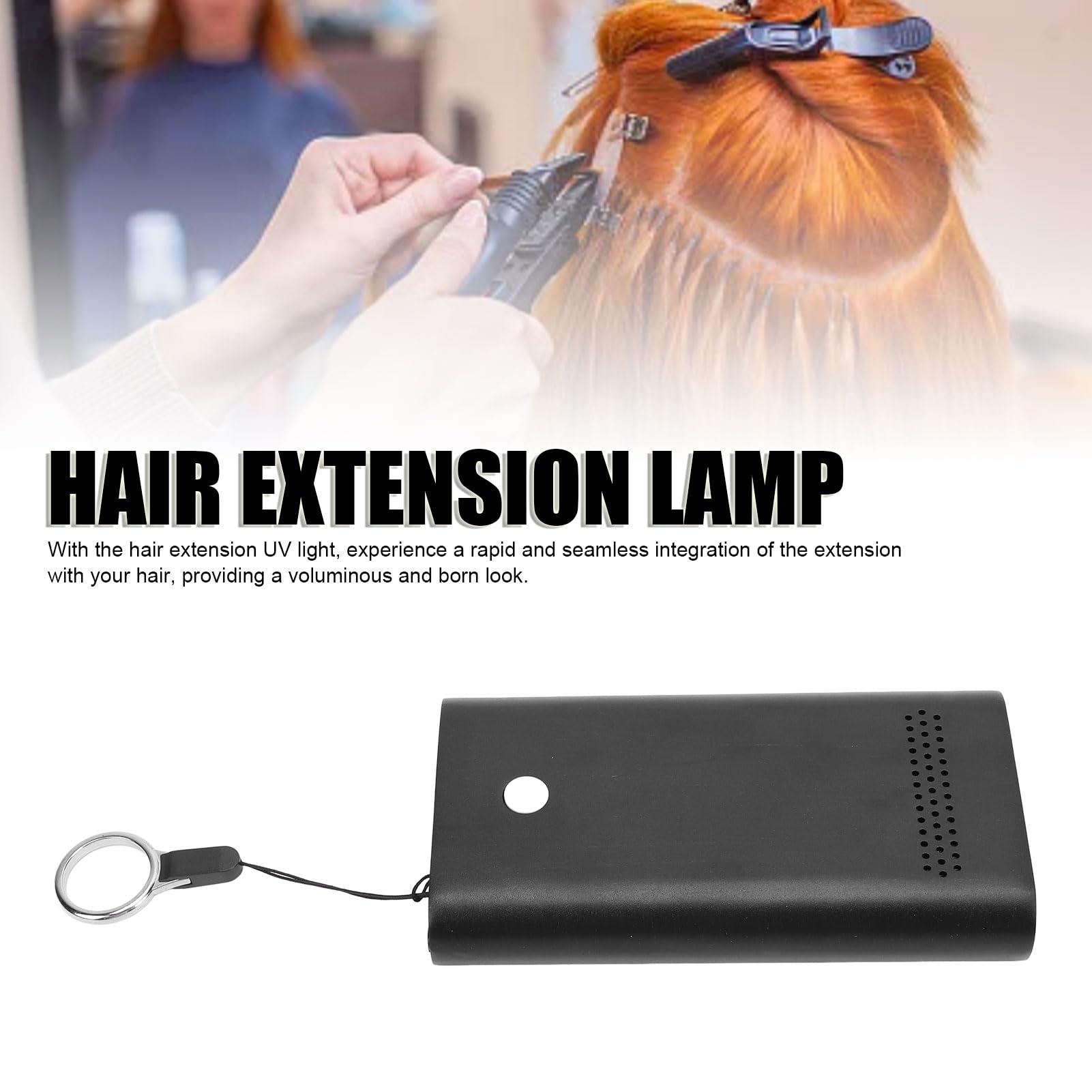 Luz UV para extensiones de cabello, lámpara profesional LED de curado a 395 nm, máquina de pegamento para extensiones de cabello sin residuos con batería de 5000 mAh para salones y