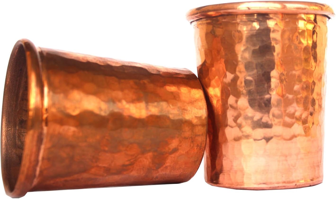 De Kulture Works Handmade Pure Solid Copper Shot Glass Cup Tumbler Drinkware for Milk Water Ice Coffee Ice Tea, 2.5x 3.0 (DH) Inches, Set of 2, 150 ML
