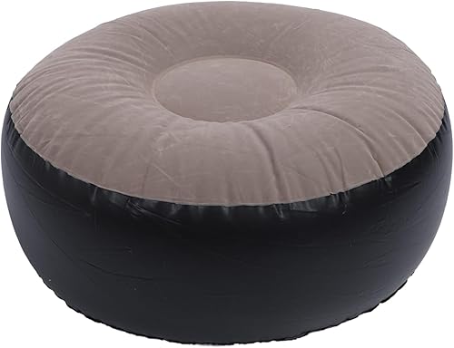 Taburete inflable de flocado, multiusos, portátil, redondo, inflable, otomano, relleno de aire, para viajes, camping, actividades al aire libre
