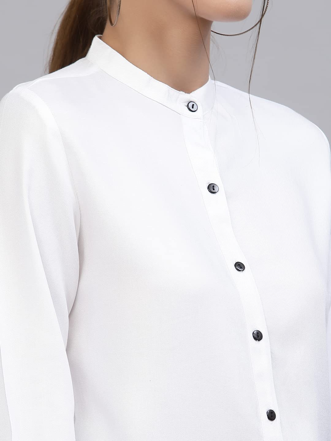 Women’s Solid White Viscose Rayon Formal Shirt – Stylish & Comfortable Office Wear by Style Quotient