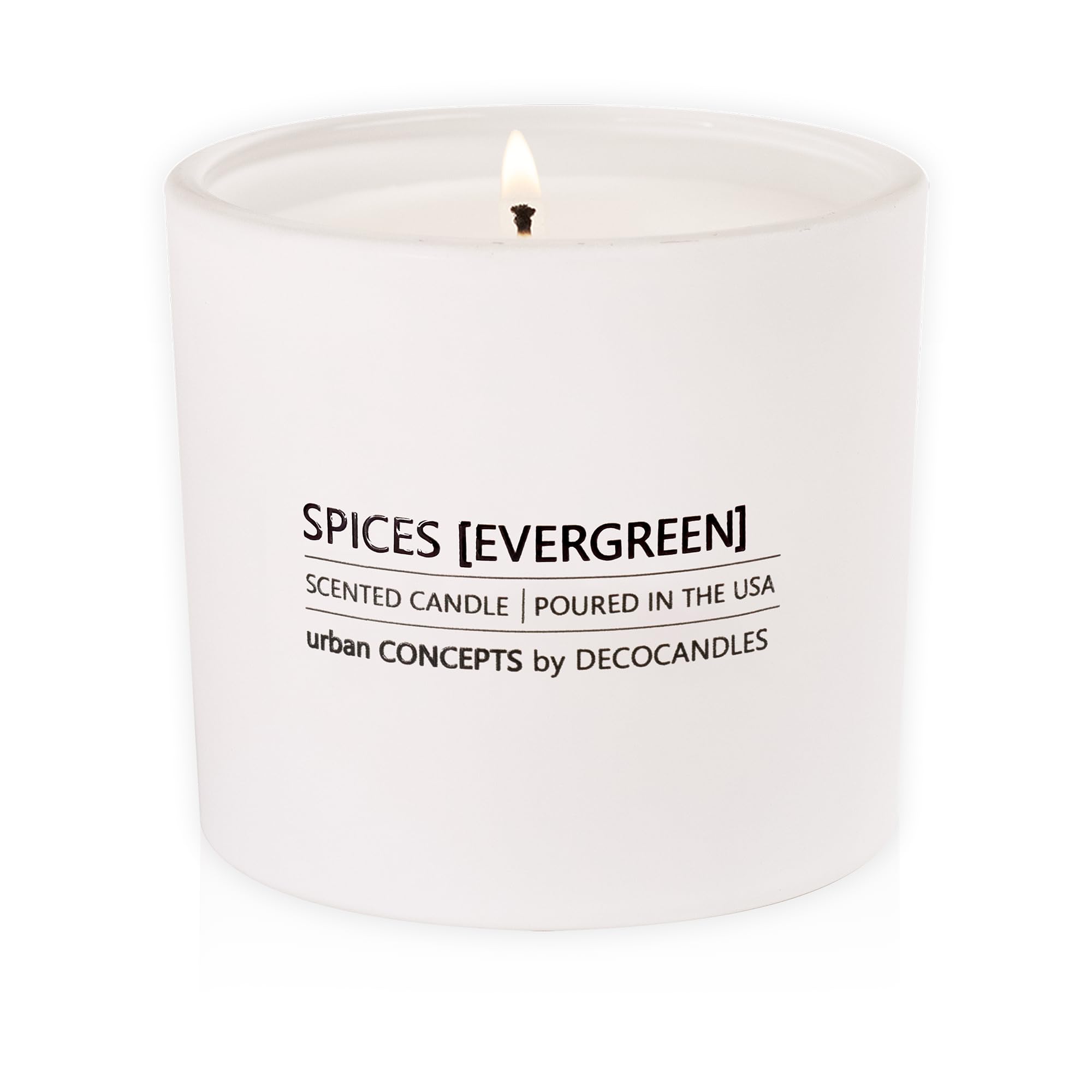 Urban Concepts by DECOCANDLES - Highly Scented Soy Candle - Long Lasting - Hand Poured in USA (12 Oz., Spices &amp; Evergreen)
