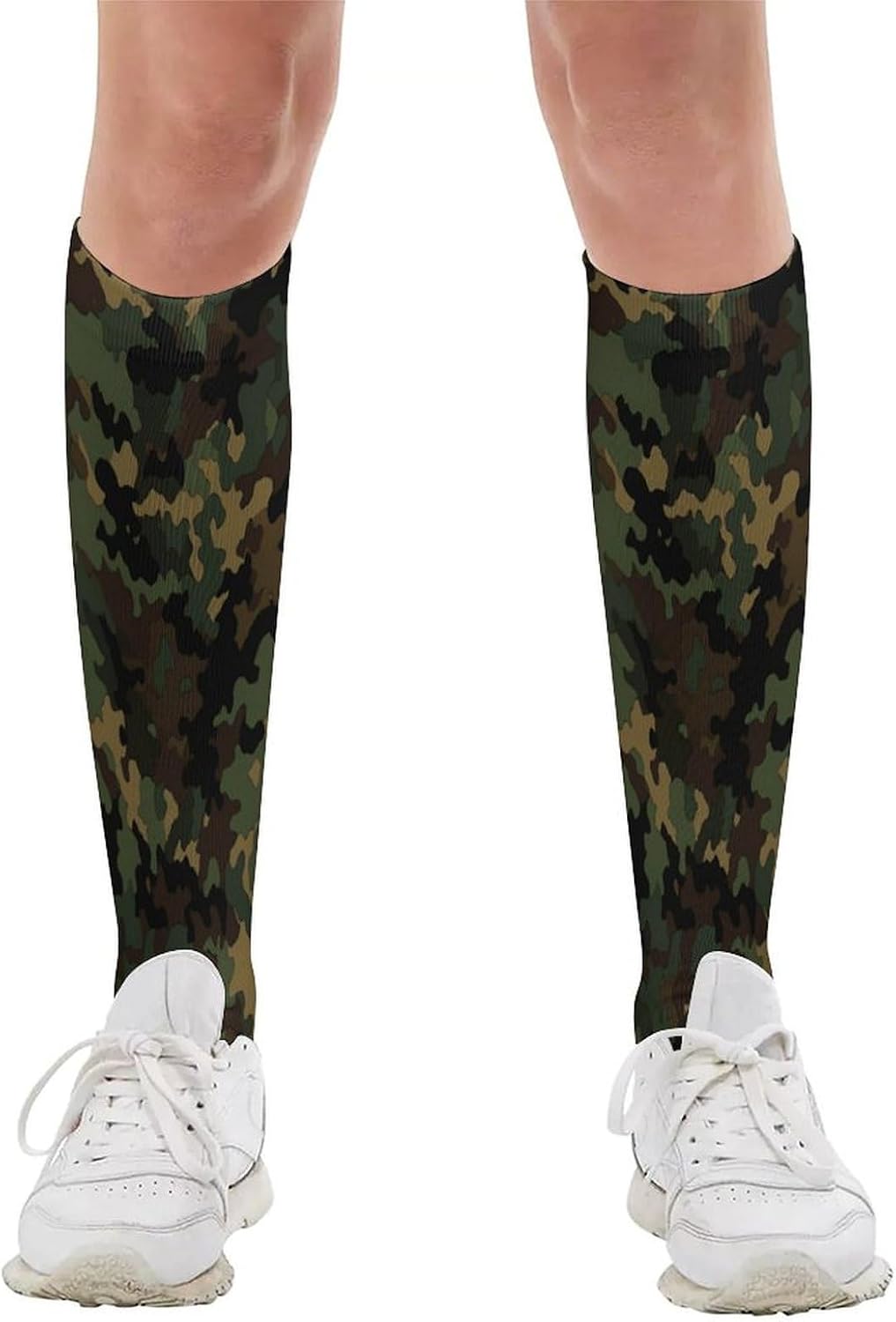 Camouflage Pattern Mid-Calf Socks Women Warm Knee High Socks Cozy Hiking Skiing Soft Boot Mid Calf Stocking Unisex