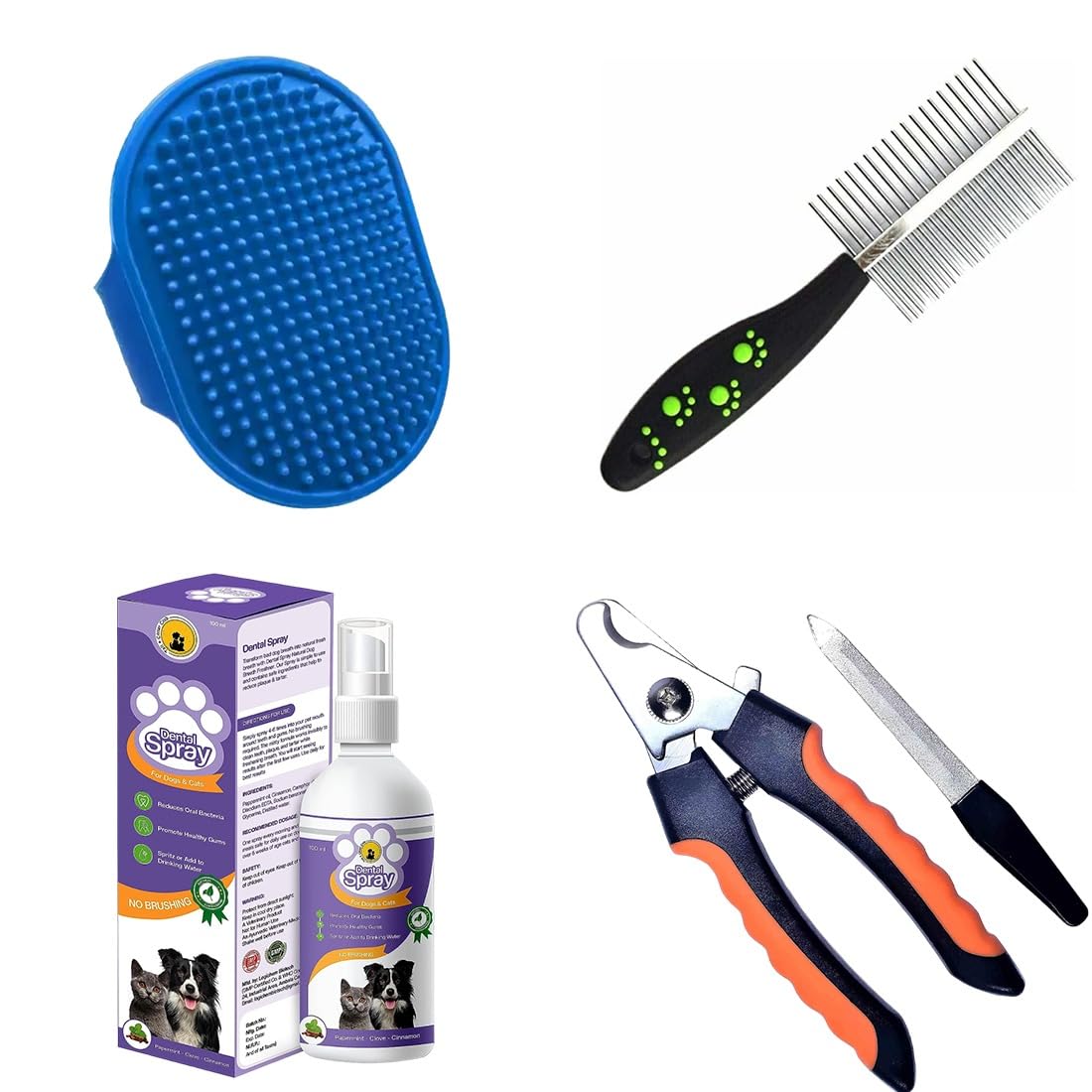 Tail & Collar Club Pets Nail Clipper, Shampoo Brush for Massage and Cleaning Hair and Fur Lice, Anti - Shedding Brush, Dental Spray for Dogs & Cats (Combo Pack) (B0CF265MFY) Amazon Price History, Amazon Price Tracker