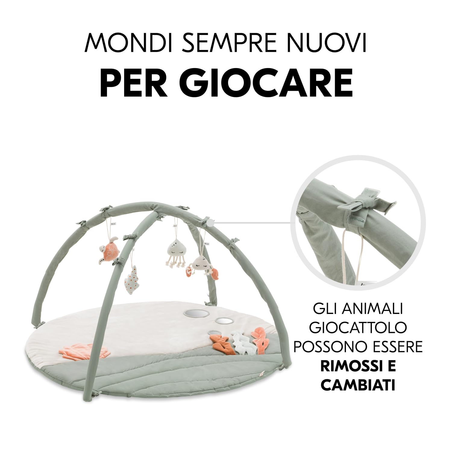 hauck Palestrina Neonato Relax N Watch - Tappeto Neonato per Gattonare con Arco Giochi e Animaletti, Specchio e Effetti Increspati - Pieghevole e Morbido - Animali Acquatici