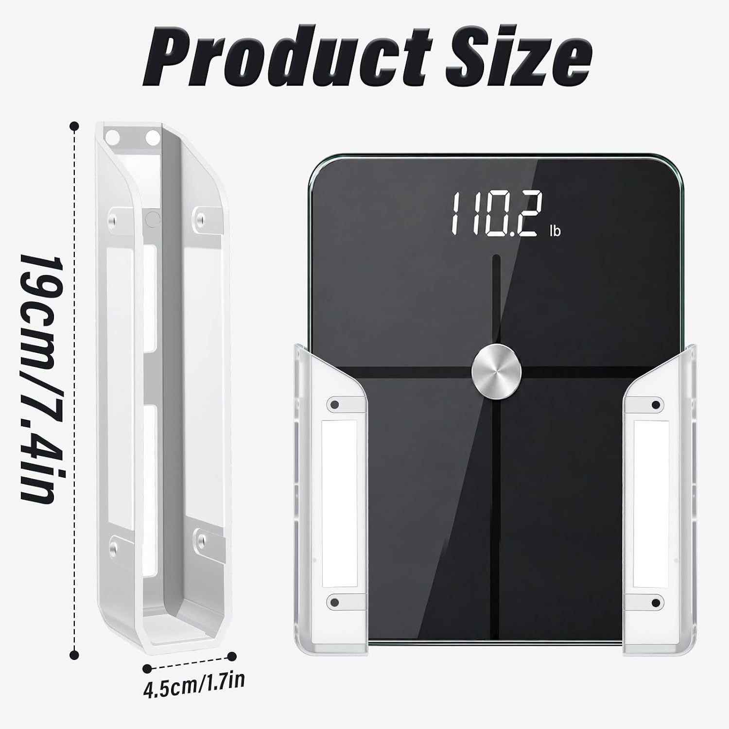 Scale Holder for Bathroom Wall – Wall Mount Bathroom Scale Holder with Adhesive & Screws, Anti-Slip, Space Saving Scale Accessories for Digital Weighing Scale, （Clear） image 3