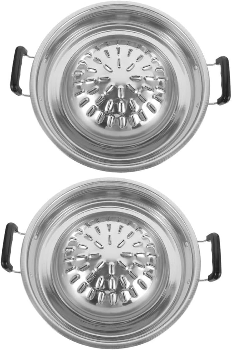 SUPVOX 2pcs Korean Bbq Grill Pan Portable Non-stick Grill Tray for Cooking Even Heat Distribution Effortless Cleaning for Camping and Household Bbq