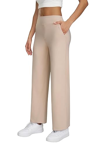 Wide Leg Yoga Pants with Pockets for Women High Waisted