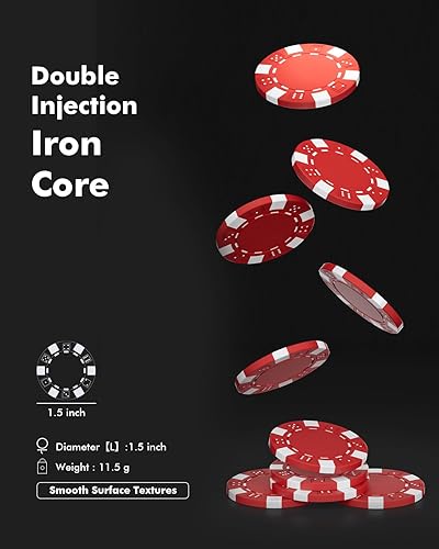 Miniatura 4 de Juego de fichas de póquer, 500 fichas de póquer de calidad de casino de 0.41 oz con estuche de aluminio, cartas de juego, botón de distribuidor para