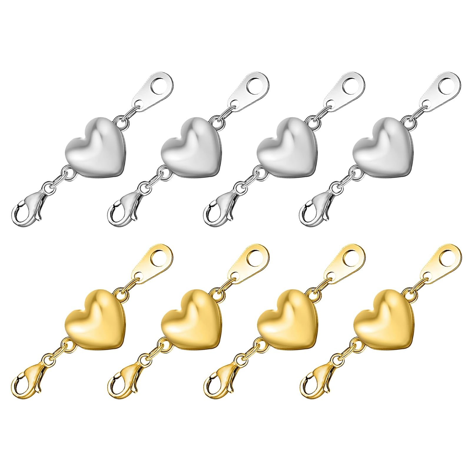 Armband Verschluss Magnetische Kettenverschluss, 8 Stück Gold Silber Herz Magnetische Verschlüsse für Armbänder Fußkettchen Ketten Verschlüsse zum Basteln Schmuck verschluss herstellungszubehör