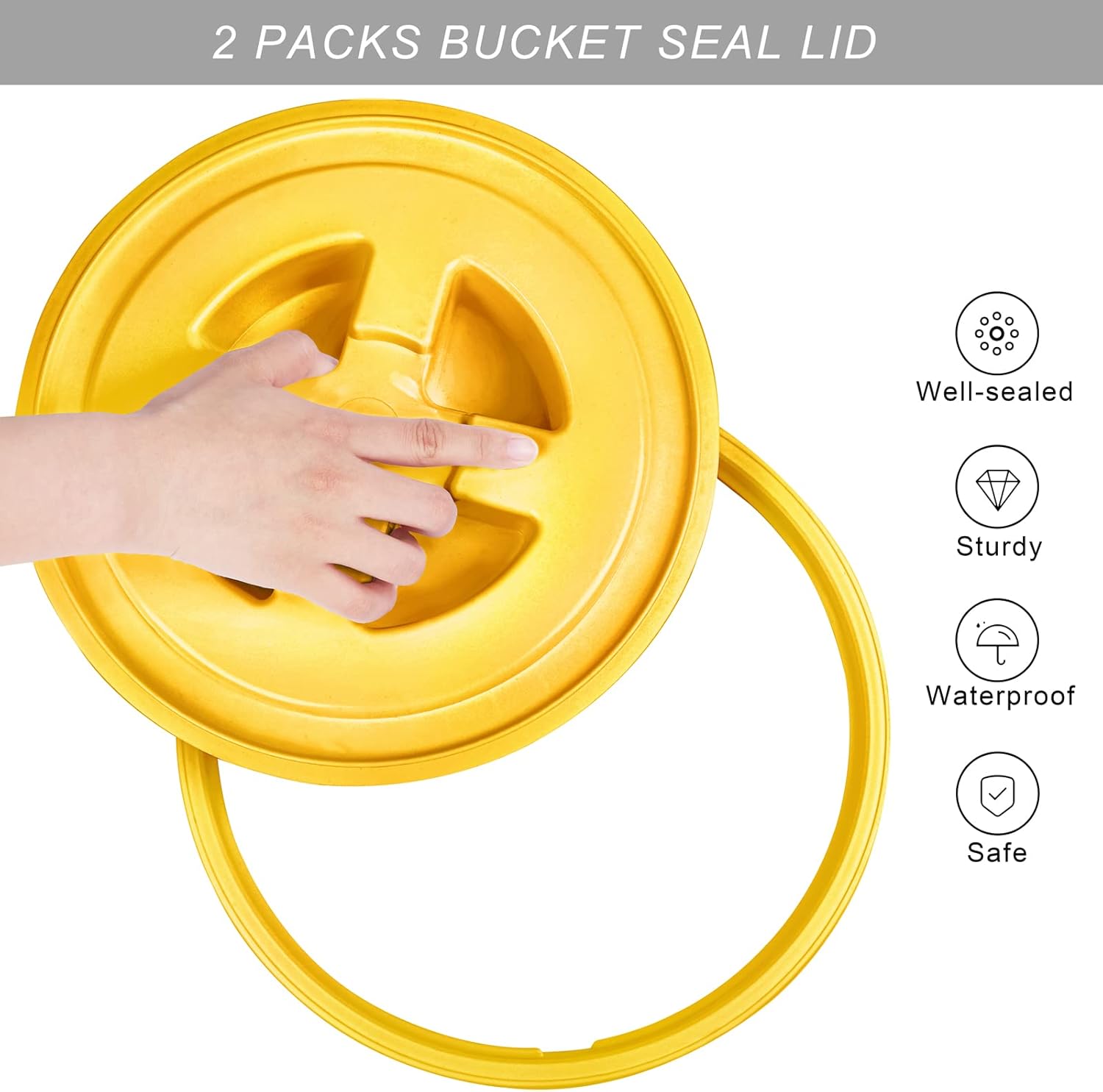 Aodaer 4 Pieces Seal Lid 5 Gallon Bucket Twist Lid Food Storage Container Lid Reusable Plastic Seal Lid Food Storage Container Lids (Red, Yellow, Blue, Green)
