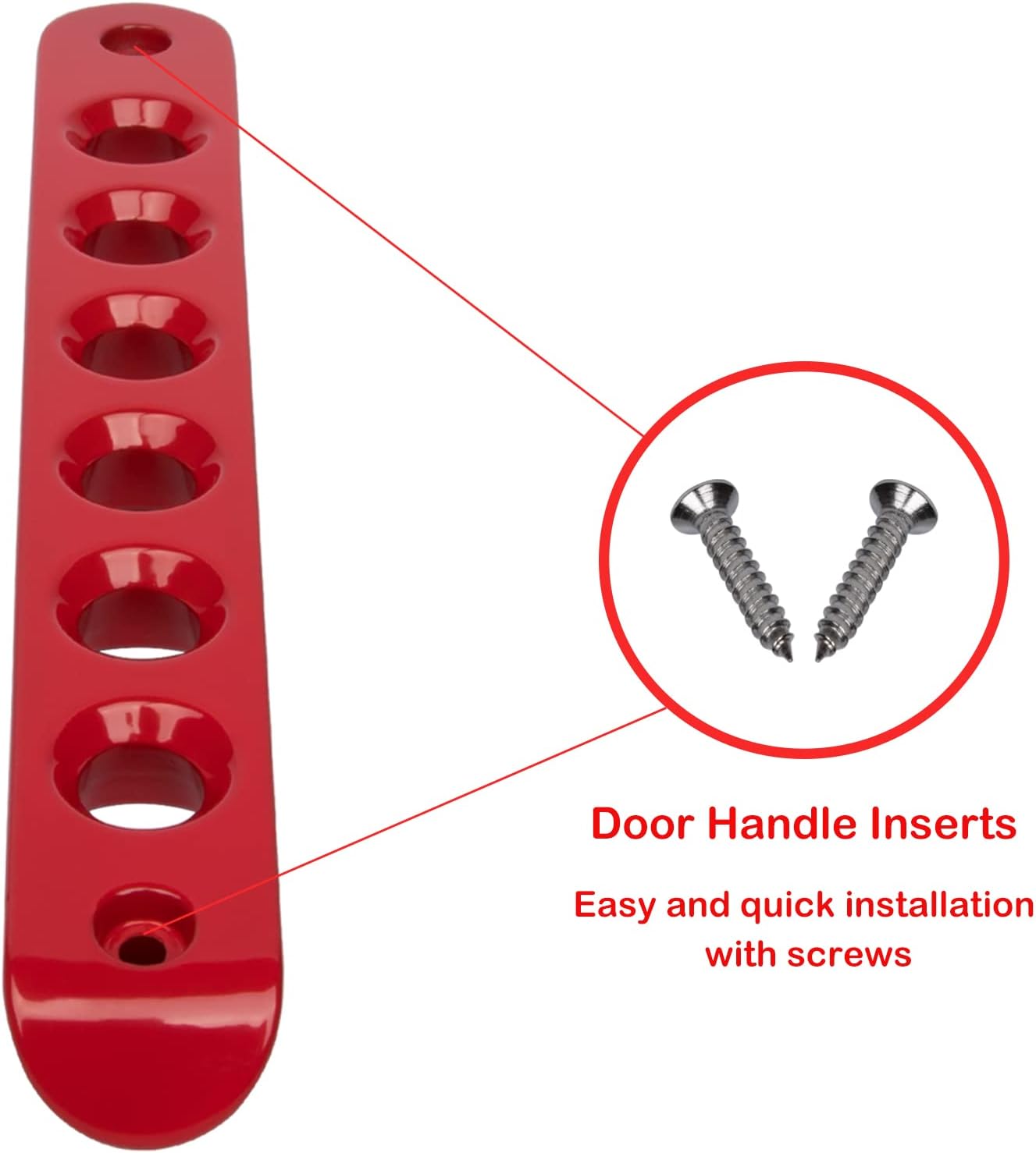 Side Door handle insert Grab Handle & Push Button Knobs Cover Trim Fit for Jeep Wrangler JK JKU 2007-2018(Red)