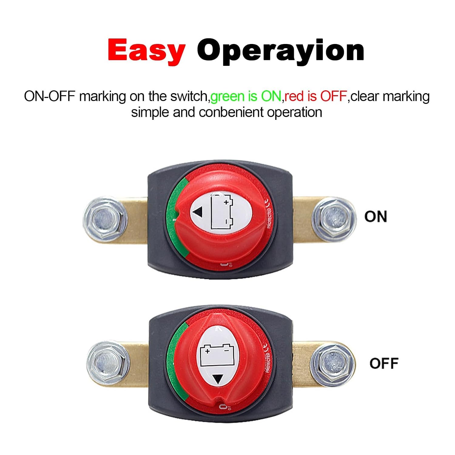 Side Post Battery Cut Off Switch, 12V-48V Master Disconnect Isolator, Heavy Duty Power Switch for Car, Truck, RV, Boat