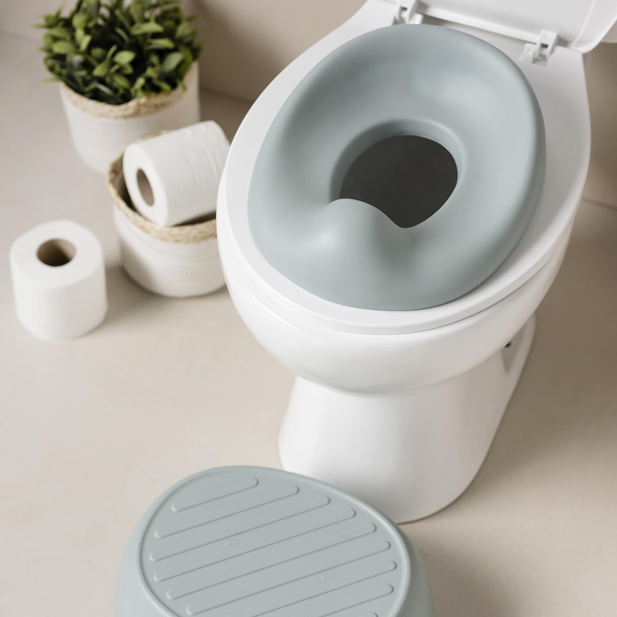 Nattou Pot 3en1 pour bébé, Pot + Tabouret + Siège de toilette pour enfants, Apprentissage facile de la propreté, Env. 34 cm, De 18 mois à 4 ans env., Care, ABS/EVA, Bleu