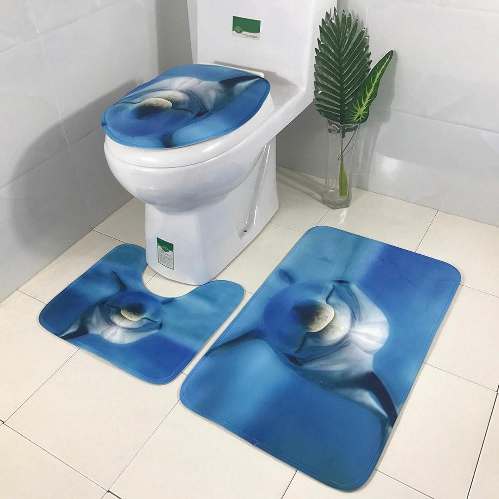 Demiawaking Bathroom Mats Sets 3 Pieces Non Slip Dolphin Print | Desertcart  Seychelles, image size:1001x1001