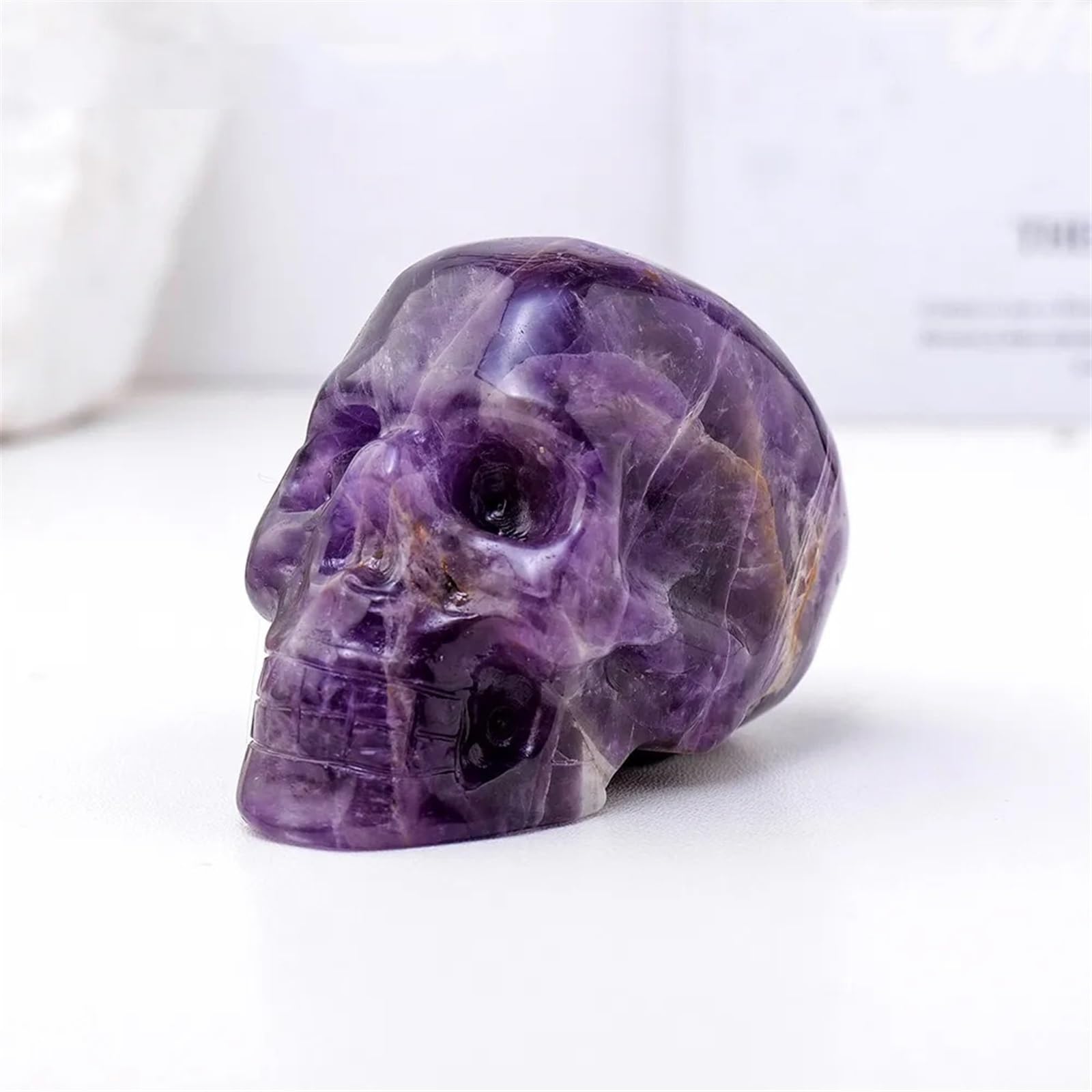RVBLRDSE 1PC Amethyst Crystal Skull Statue Ghost Head Figurine Collectible DIY Carved Gemstone Decor Gemstone Stone