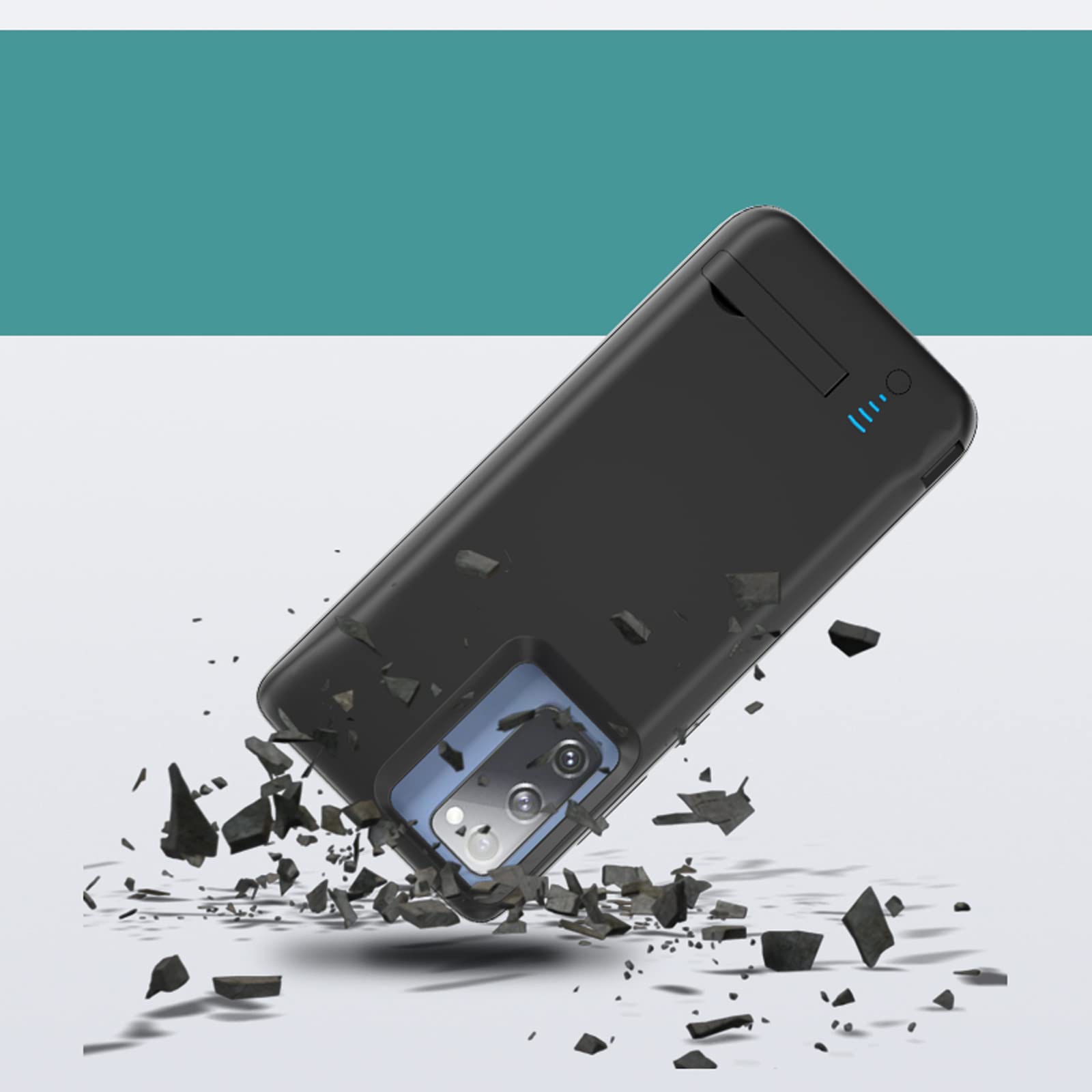 Custodia batteria per Samsung Galaxy S21 FE 5G, 5000mAh, Portatile Ricaricabile, Caricabatterie Esteso, Power Bank s21fe, Custodia di ricarica con protezione dello schermo, Nero