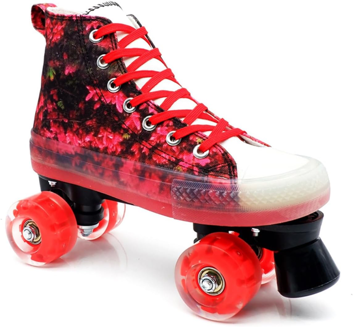 Uonlytech Light-up Roller Skate Wheels 8pcs with Bearings and Wrench, Pu Material Quad Skate Replacement Wheels for Outdoor and Indoor Roller Skating