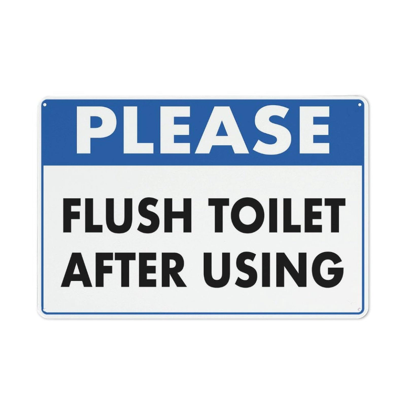 Please Flush Toilet After Use Sign - Rustproof Aluminum 12x8 inch, Multicolor Indoor Use