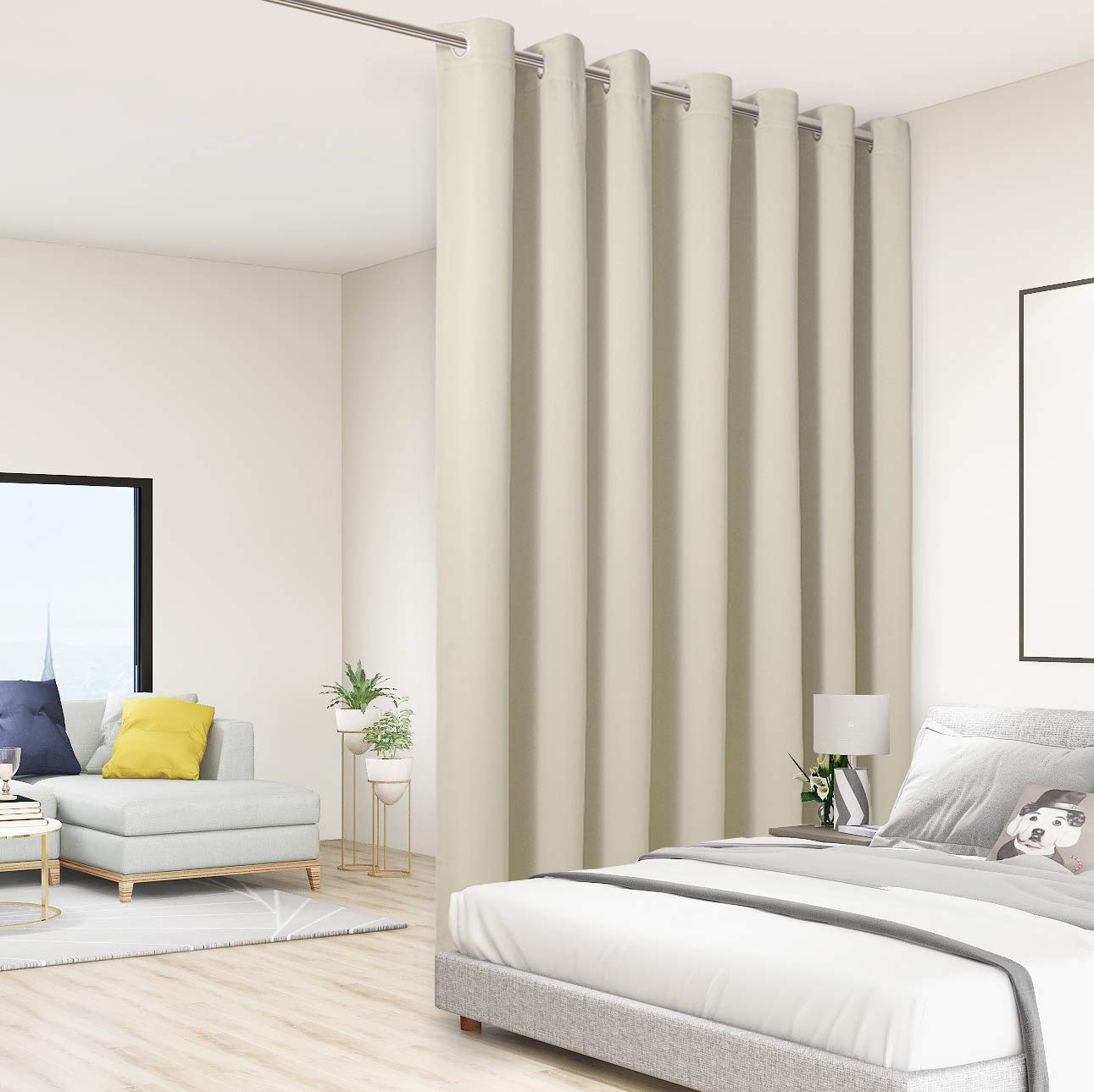 BONZER Room Divider Blackout Curtain Extra Wide Room Darkening Total