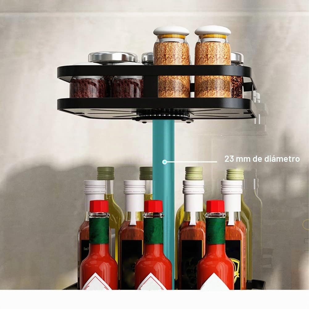 YunNasi Especiero Giratorio Organizador Especias Cocina, Cuadrado 3 Niveles | Estante para Especias de Cocina, Lazy Susan Bandeja giratoria para Encimera o Esquina, Spice Rack Metálico, Negro