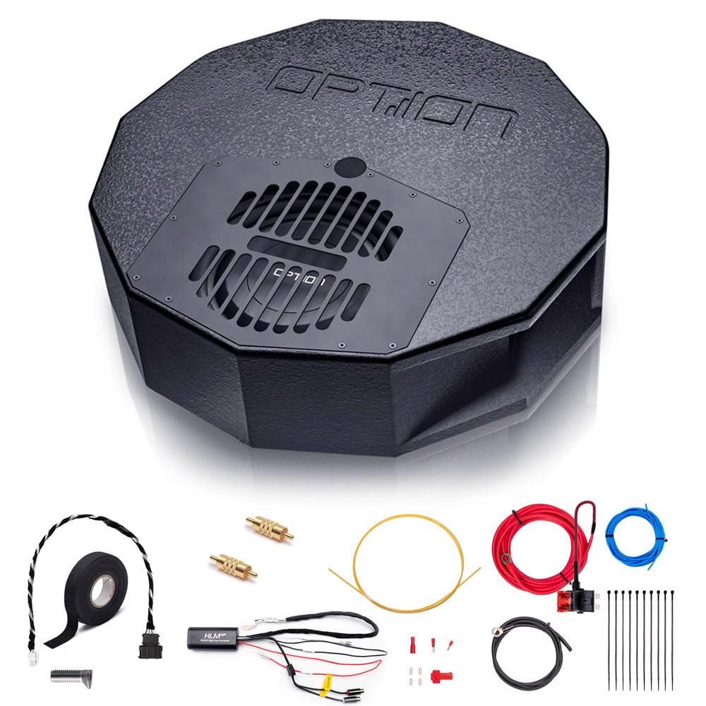 Option Kit subwoofer compatibile con Skoda Octavia III (tipo 5E, 3a generazione, anno di costruzione 2012-2020), compatibile con sistema audio Canton di fabbrica, subwoofer attivo da 25 cm, DRIVE10BRA