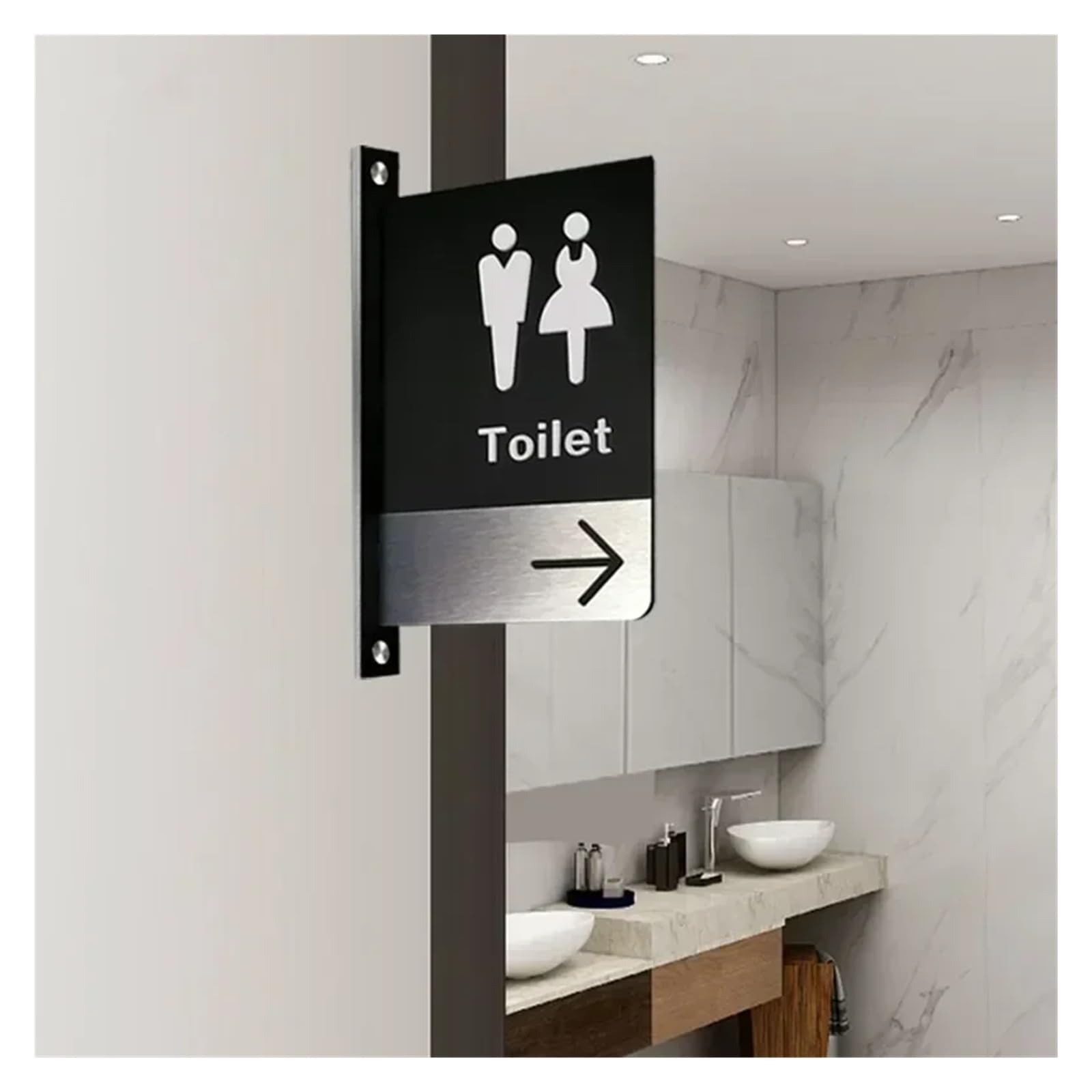 Cartelli per servizi igienici da montare lateralmente, cartelli per per uomini e per donne per Porte Uffici Locali(Double-sided-07)
