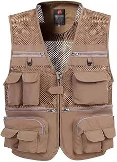 Pulcykp Summer Tactical Mesh Vest Men Breathable Multi Pockets Vest Sleeveless Jacket Coat