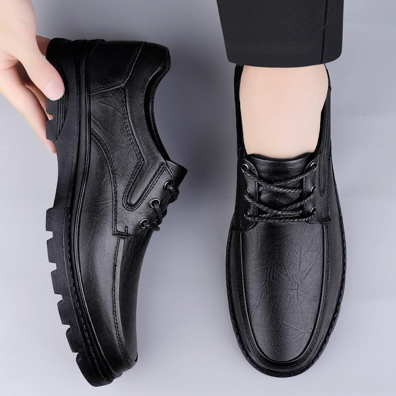 Men's Business Dress Lace-up Shoes Casual Soft-Soled Breathable Oxford for Shopping Driving Work Men Low-top Thick-Soled