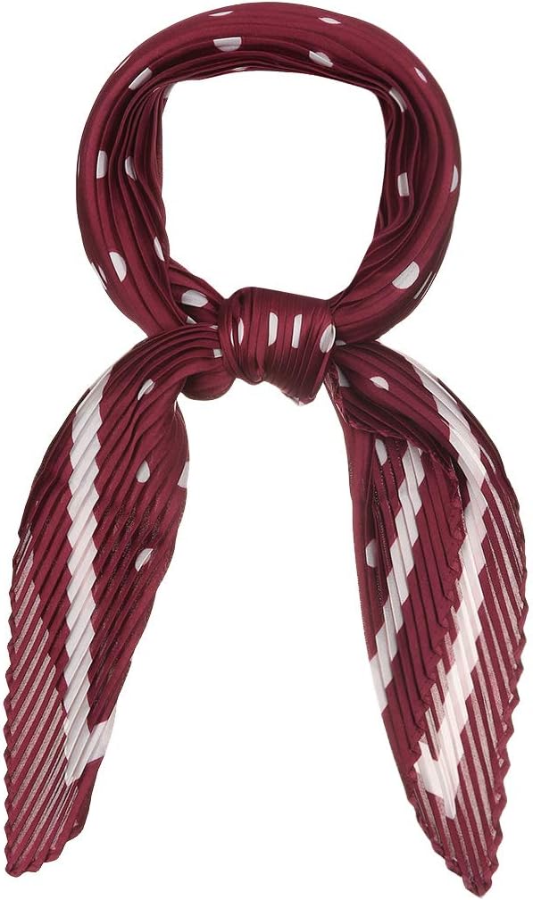 Allegra K 50s Pleated Neck Scarf for Women Rhombus Handkerchief Polka Dots Bandana Hair Wraps Headbands