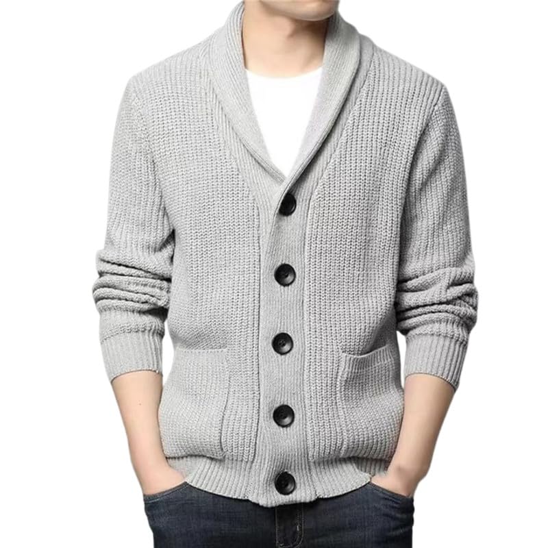 fizzoqi Men's Wool Blend Turn-Down Collar Buttoned Cardigan Sweater for Autumn and Winter-picture-27