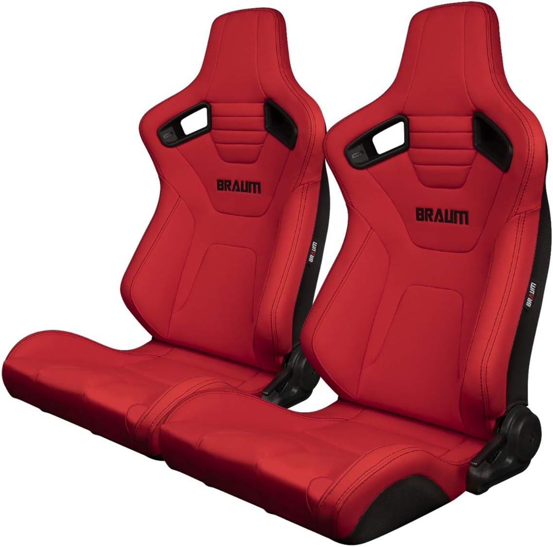BRAUM - Pair of Red Ultra Grip Fabric ELITE-X Series Racing Seats With Black Stitching (BRR1X-RDUS)