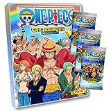 10 STRONCARD Hüllen Panini One Piece Karten - Sammelkarten Trading Cards (2023) - 1 Sammelmappe + 3 Booster im Bundle mit 10 STRONCARD Hüllen