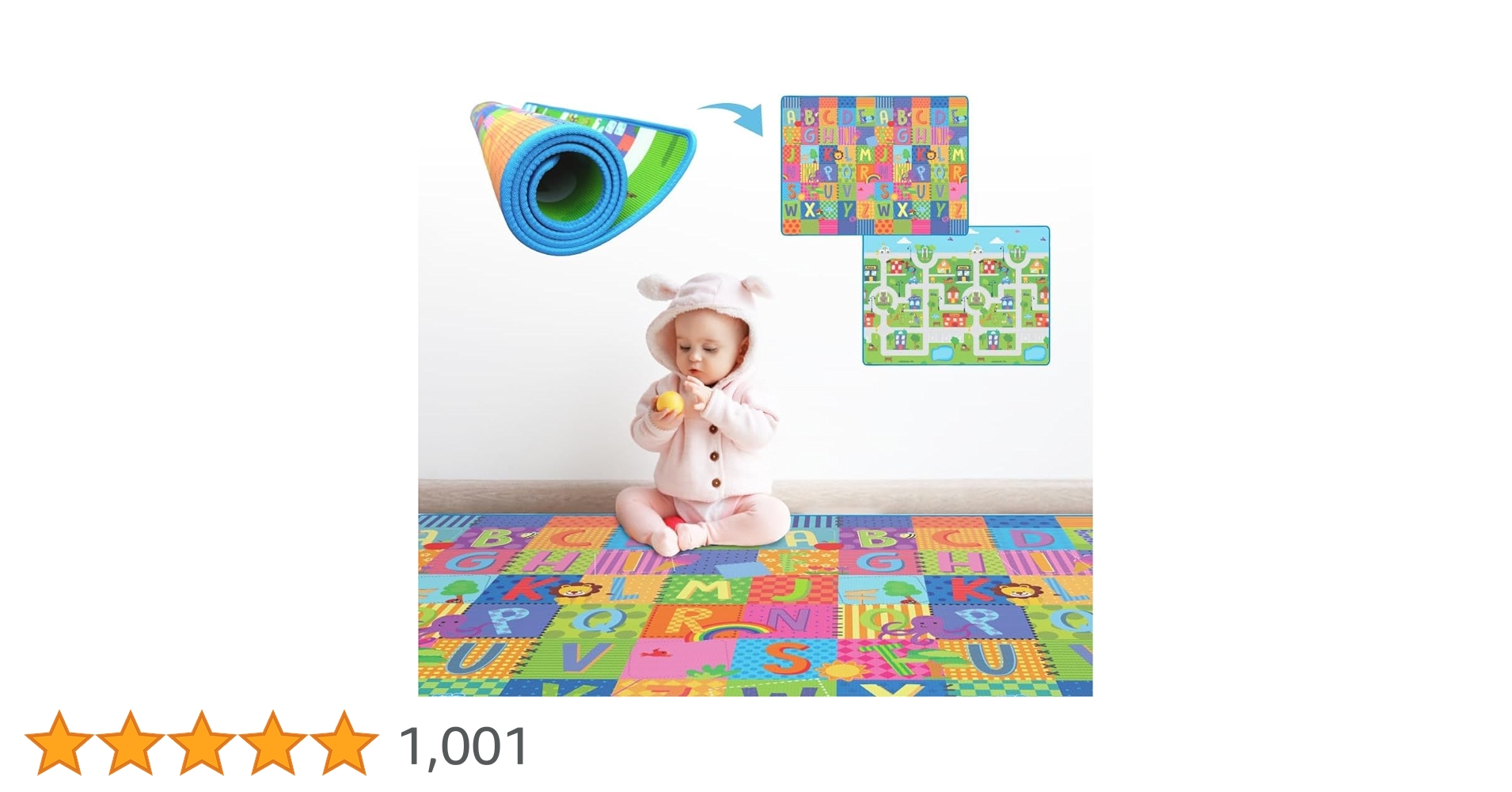 Amazon.co.jp: Eckhert 子供用プレイマット 両面 - L 59.05 x