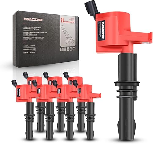 Miniatura 2 de Micro Juego de 8 bobinas de encendido rojas de alto rendimiento y bujía de iridio de repuesto para Ford F150 Expedition F250 compatible con Lincoln