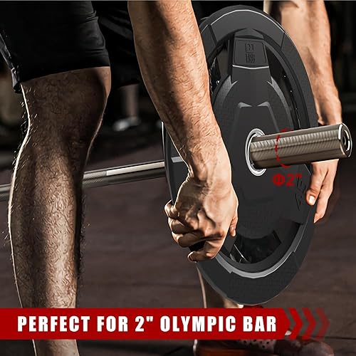 Miniatura 5 de Disco de pesas de 2 pulgadas con revestimiento de goma para barra olímpica, discos de pesas de hierro fundido sólido para entrenamiento de fuerza,