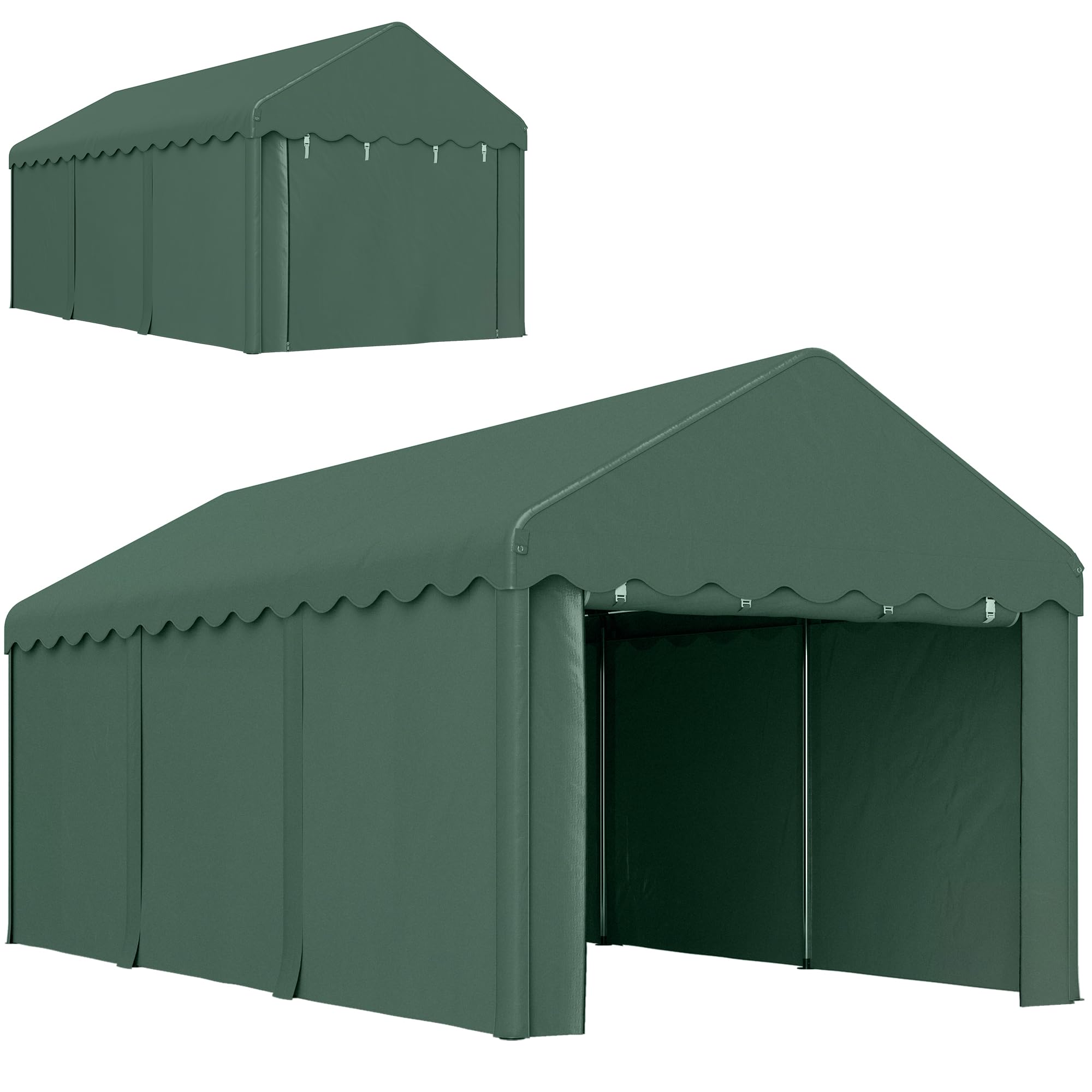 Outsunny Carport 3x6 m wodoodporny z roletami dla pojazdów Zielony