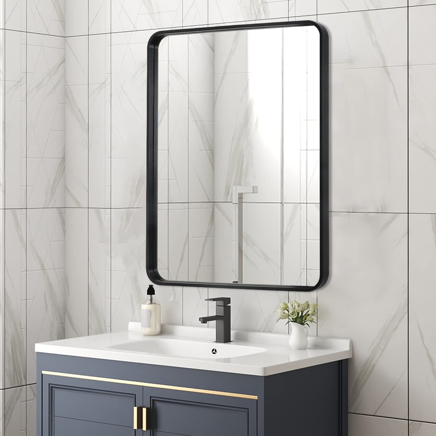 Buy YRSHA 28x36 Inch Black Rectangle Bathroom Mirror for Wall,Wall ed