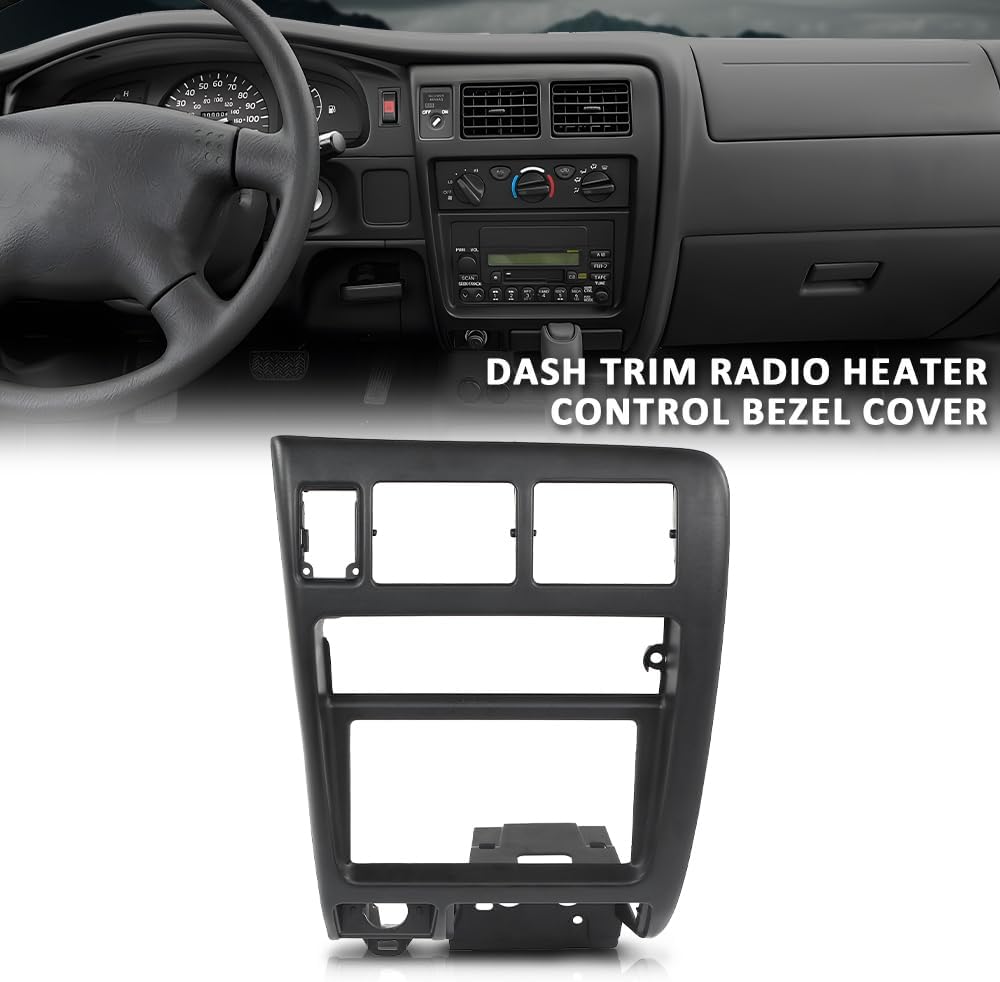 DOTCOM Center Dash Climate Control Radio Bezel Trim, Fit Toyota Tacoma 1998 1999 2000 2001 2002 2003 2004 Black Dashboard Panel