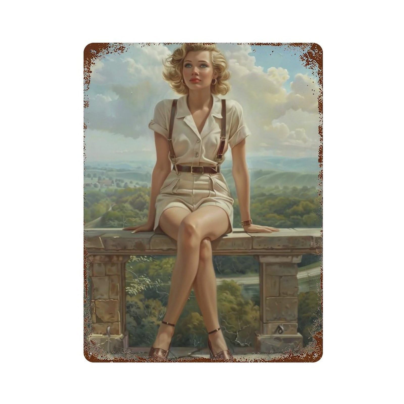 HDURYEYRYY Valley Overlook Vintage Lady 01 Wall Retro Iron Vintage Art Metal Tin Sign Poster Modern Home Cofffee Club Art Bar Shop Decor 40x30cm