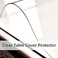 Vista 2 de 28x28 inch Heavy Duty Clear Table Cover, Rectangle Vinyl Plastic Tablecloth, Transparent Table Cover Protector, Waterproof Wipeable Clear
